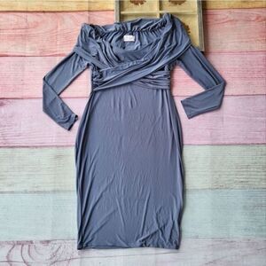 Club‎ L London Blue Off the Shoulder Long Sleeve Bodycon Knit Dress 12